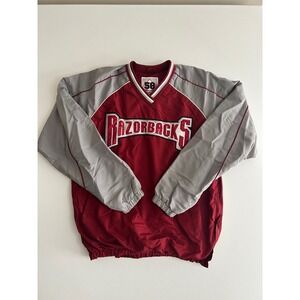 Arkansas Razorbacks 58 Sports Windbreaker Red Grey V-Neck Pullover Mens Medium